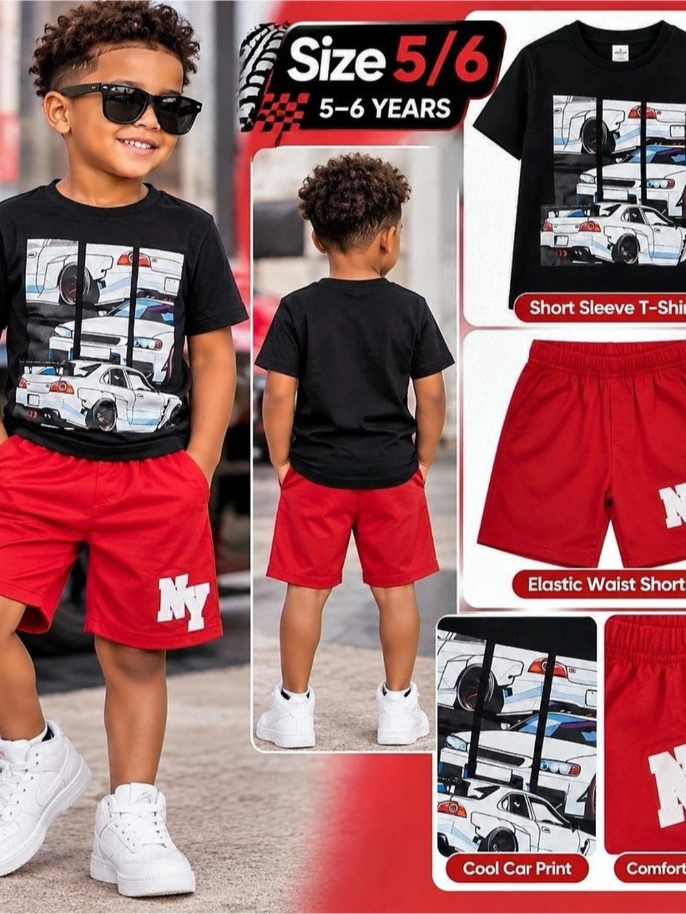Boys Size 5/6 Graphic Matching Set Like New